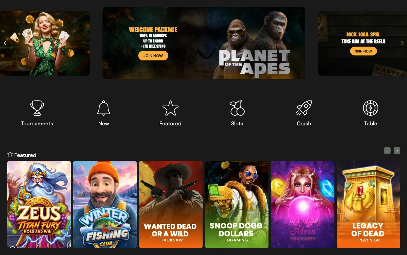 Image with a Gorilla Wins bonus and casino games
